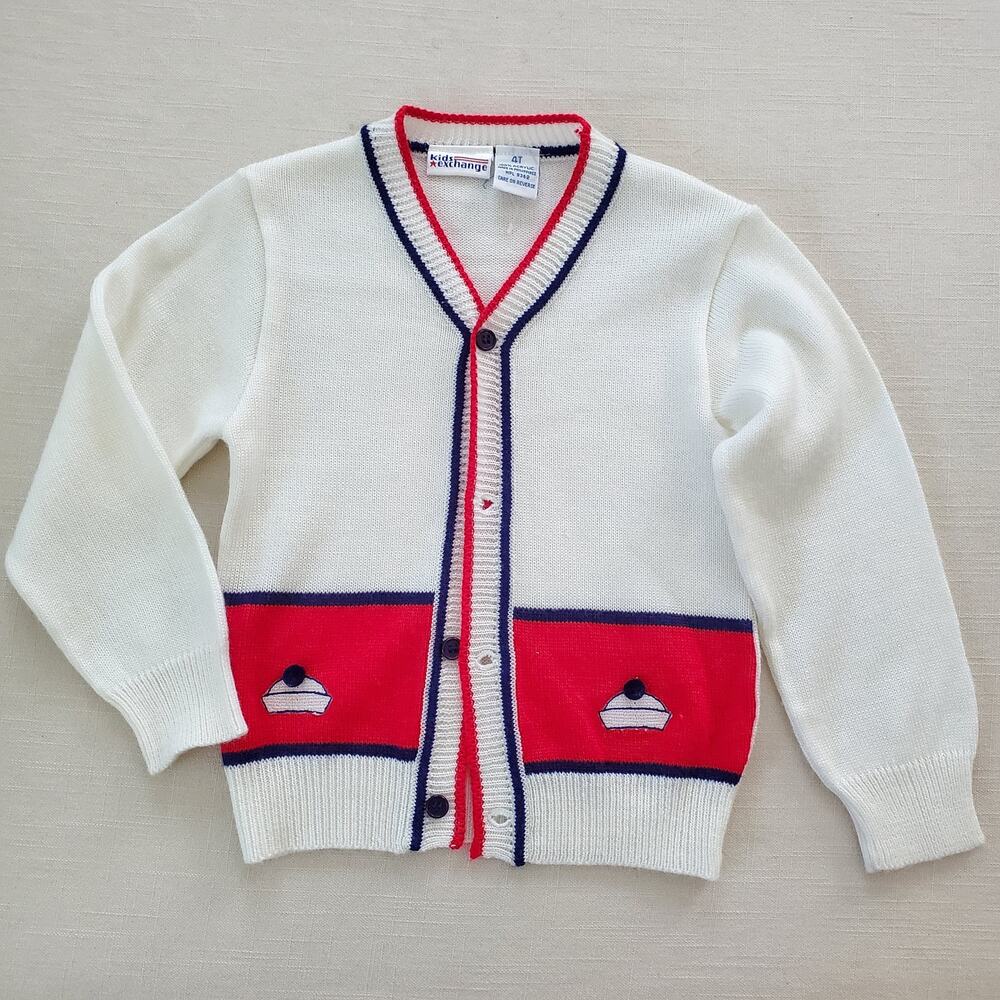 Vintage Sailor Knit Cardigan 4t *missing button